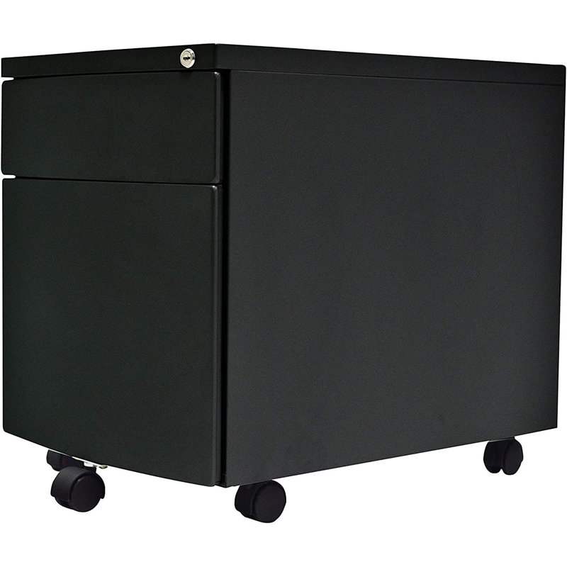 Keighly 22'' Wide 2 -Drawer Mobile Steel File Cabinet, Black