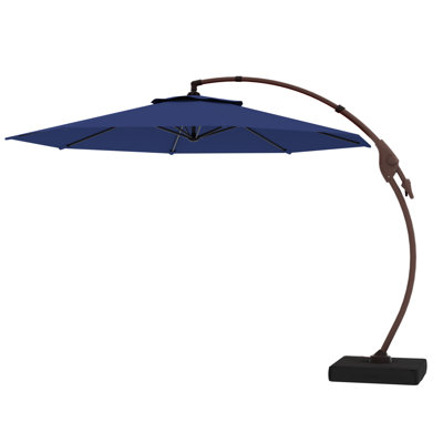 Parasol en porte-à-faux 11 pi avec base et grand parasol rond en aluminium pour patio
