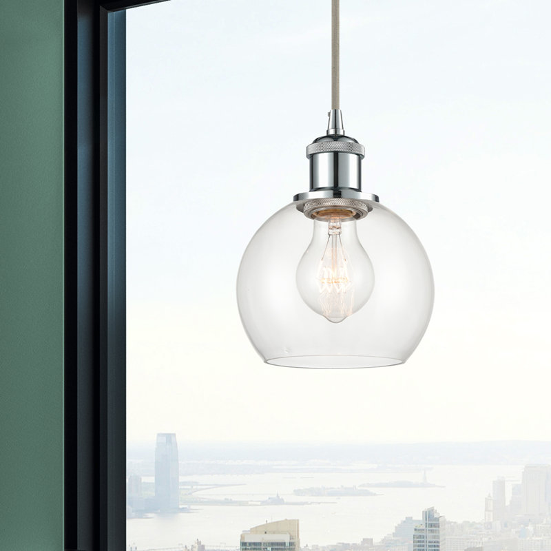 Luminaire suspendu sphérique 1 lumière Roxane, Ampoule non incluse, Chrome poli