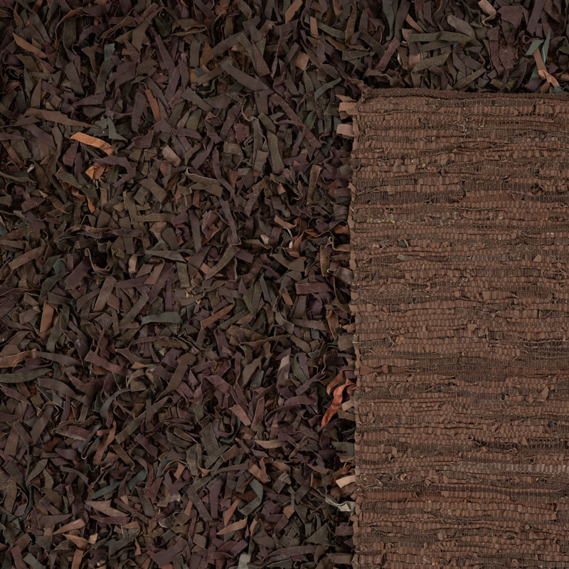 Tapis en coton tissé à la main de couleur unie brun foncé Arik, Rectangle 8 pi x 10 pi
