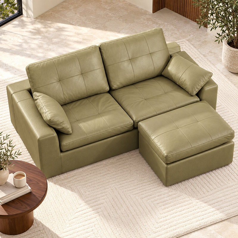 86.61 " Faux Leather Sectional, Green
