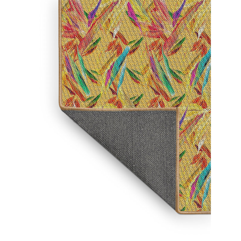 Tapis vert/rouge tissé à la machine, Rectangle 4 pi x 6 pi
