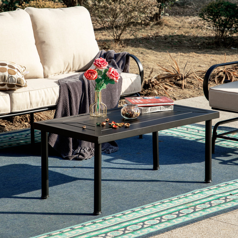 Table basse de patio L 40,2 po x l 20,3 po Romika, Noir mat