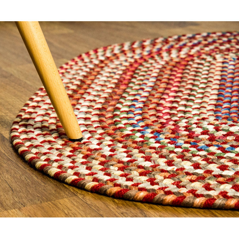 Tapis tressé rouge/naturel Henny, Ovale 2 pi x 3 pi