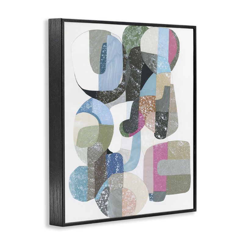 Giclée encadrée de formes pastel entrelacées, design par Coco Good, H 14 po x l 11 po, Giclée encadrée noir minuit