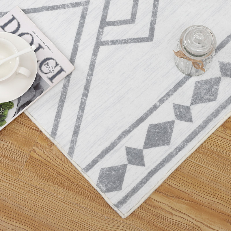 Tapis gris en polyester tissé à la machine Kortny, Rectangle 2 pi x 3 pi