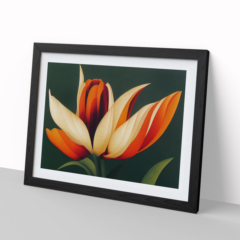 Bright Flower - Single Picture Frame Print, Black Framed, 46cm H x 64cm W x 2cm D