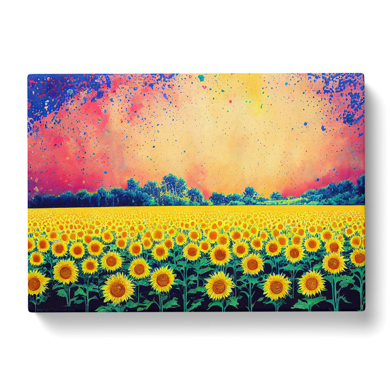Uplifting Sunflower Field - Wrapped Canvas, 35cm H x 50cm W x 3cm D