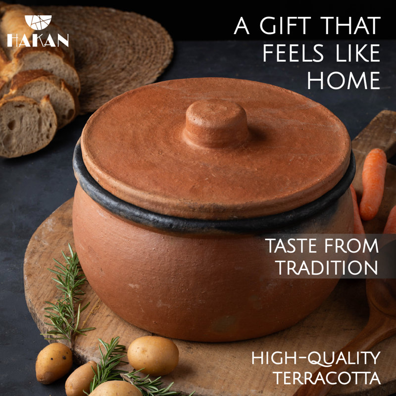 Large Unglazed Terracotta Clay Cooking Pot with Lid