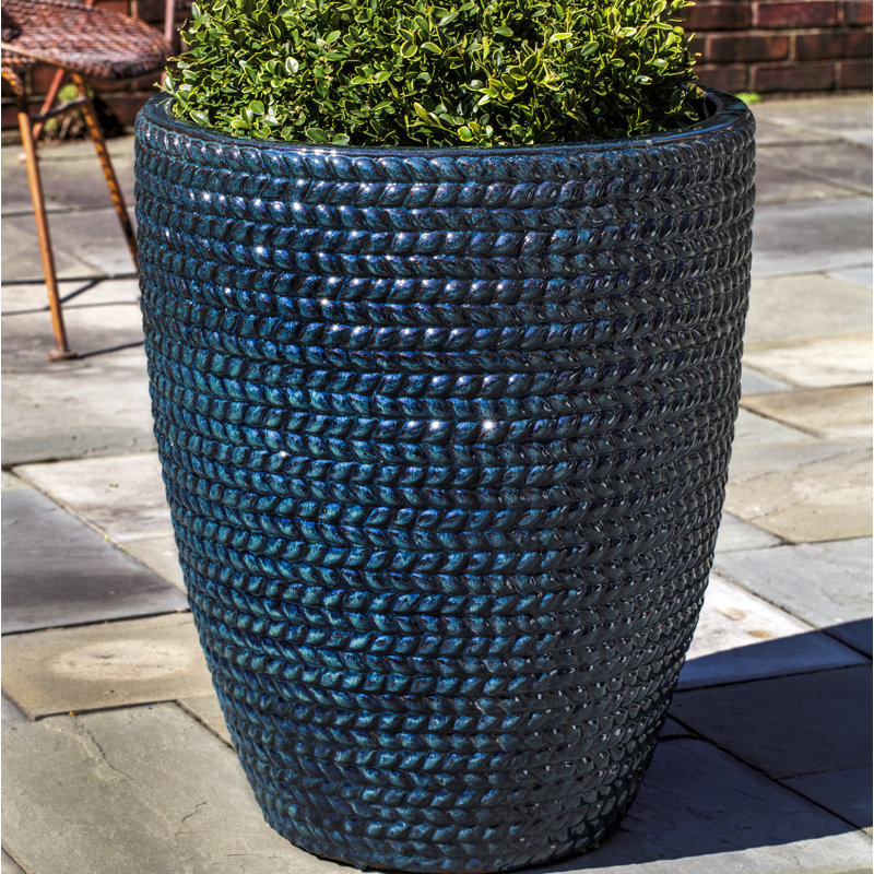 Ensemble de pots à fleurs en sisal 3 pièces, Pluie indigo