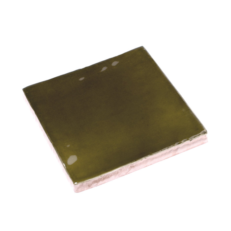 Carrelage mural carré en céramique brillante 3,94 po x 3,94 po Silken (6,48 pieds carrés / caisse) (paquet de 60), Vert olive