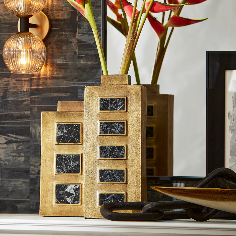 Malkata Handmade Aluminum Table Vase, 15.5" H x 7.5" W x 4" D