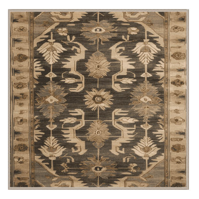 Machine Washable Art Deco Brown Area Rug