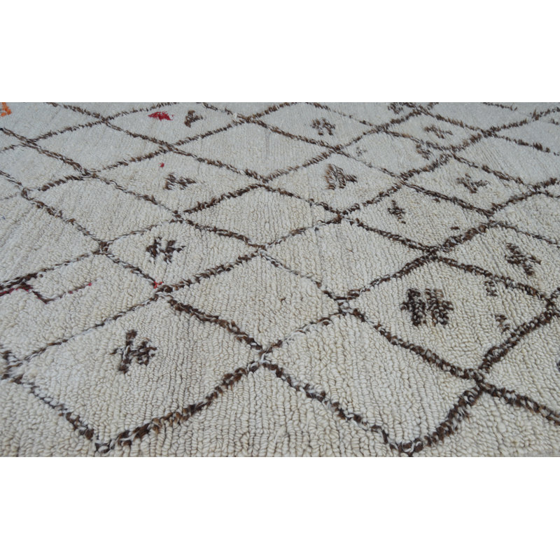 Tapis unique brun clair / brun clair / orange / bleu de 6 pi 2 po x 10 pi 10 po des années 1980