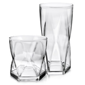 Libbey Rhombus 16-Piece Tumbler and Rocks Glass Set