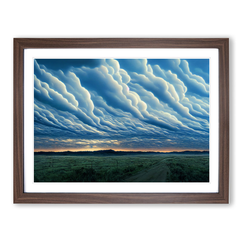 Euphoric Cloudy Sky - Framed Print, 25cm H x 34cm W x 2cm D, Walnut