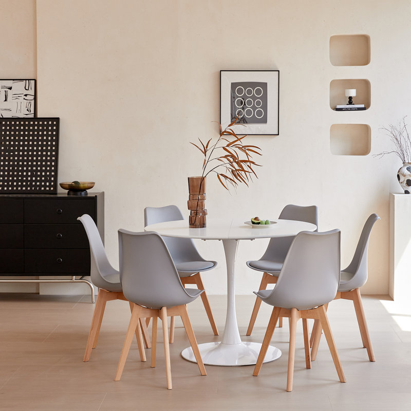 Metal Base Dining Table, White