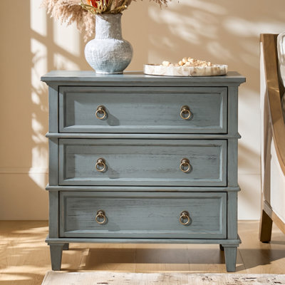 Allisa 28"W 3-Drawer Solid Wood End Table With Built-In Charging Station And Simple Assembly