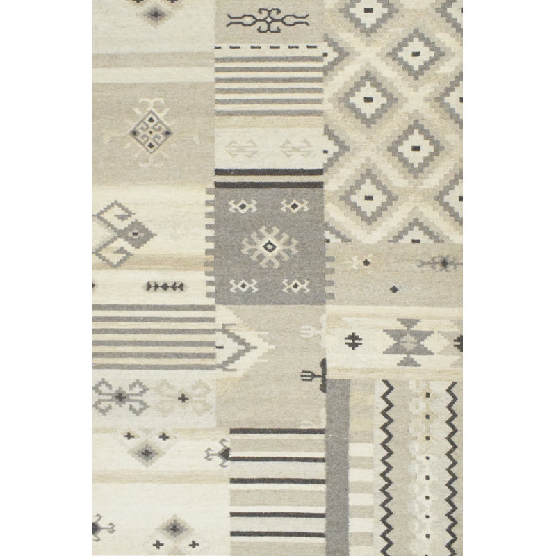Tapis brun en laine fabriqué à la main Southwestern Dhurrie, Rectangle 5 pi x 8 pi