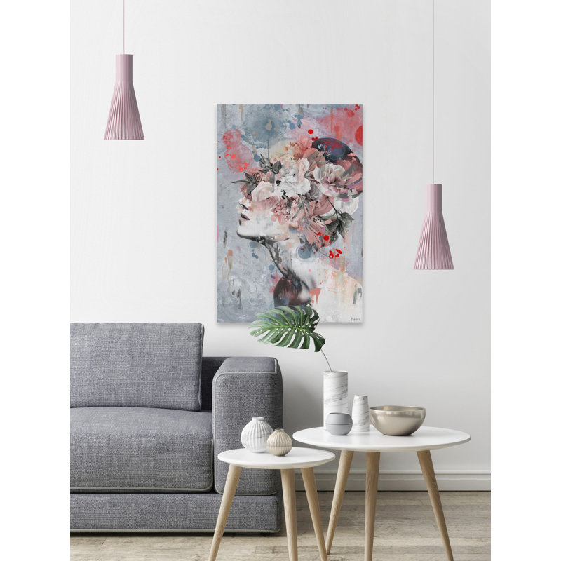 «Pink Flower Face» par Parvez Taj - reproduction d'art sur toile tendue, H 60 po x l 40 po x P 1,5 po