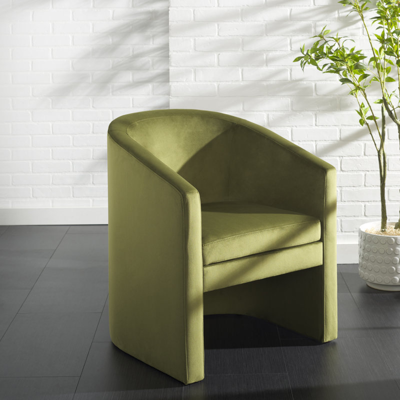 Fauteuil demi-tonneau en velours 24,4 po Ghina, Olive