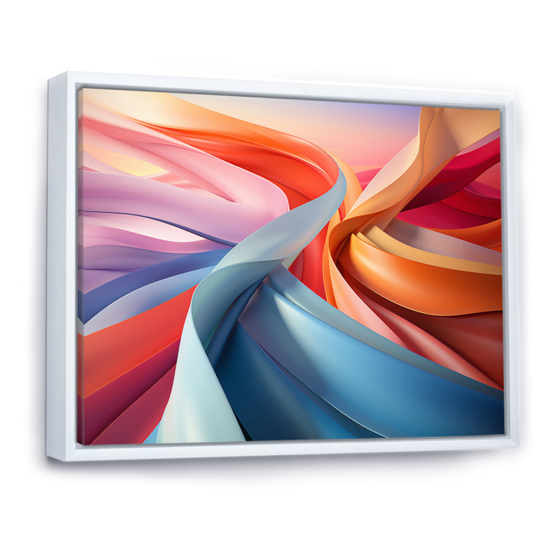 «Blue Red Fractal Spiral I», reproduction sur toile, H 24 po x l 32 po x P 1 po, Cadre flottant blanc