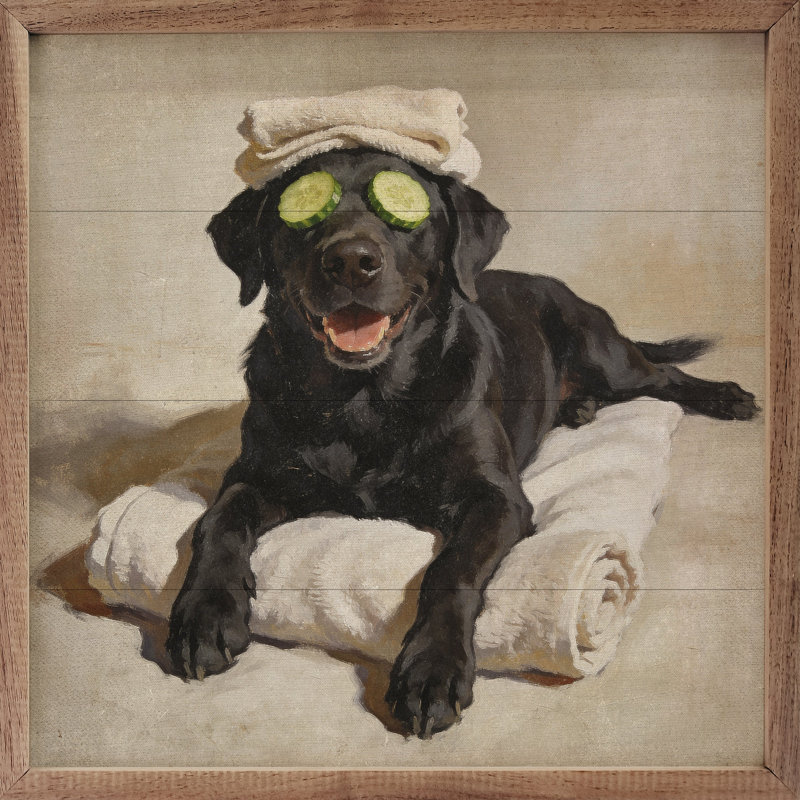 Bath Time Black Labrador, 24" H x 24" W