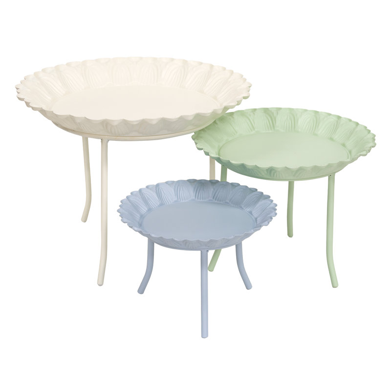 3/Set - Pastel Metal Standing Candle Trays
