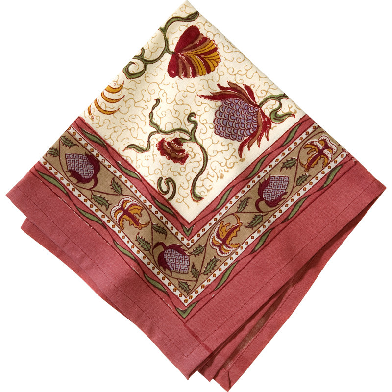 Set of 6 Fleurs des Indes Napkins, Red/White