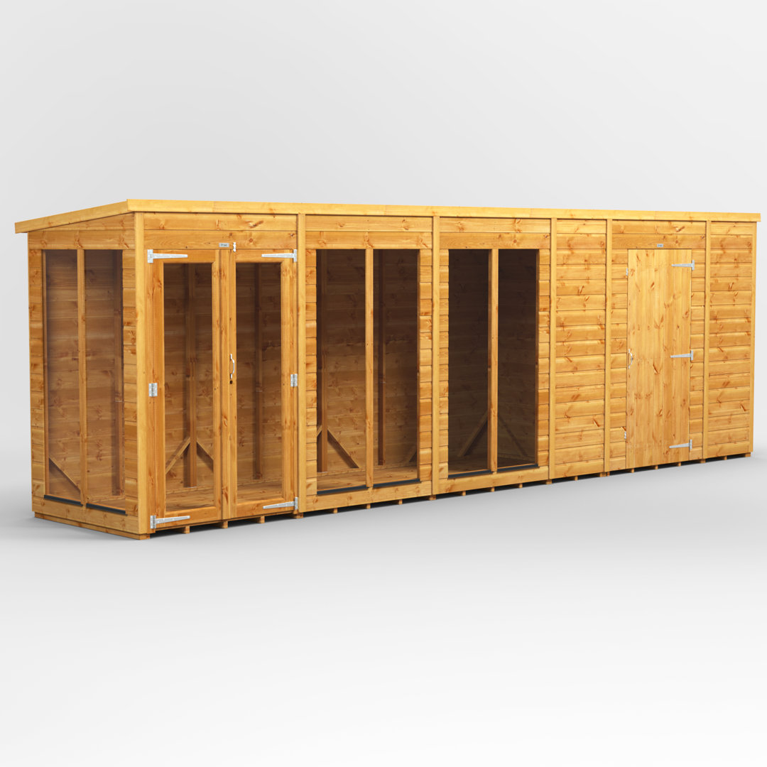 Powersheds 20 x 4ft Timber Tongue & Groove Pent Summerhouse Combi (includes 6ft Side Store)