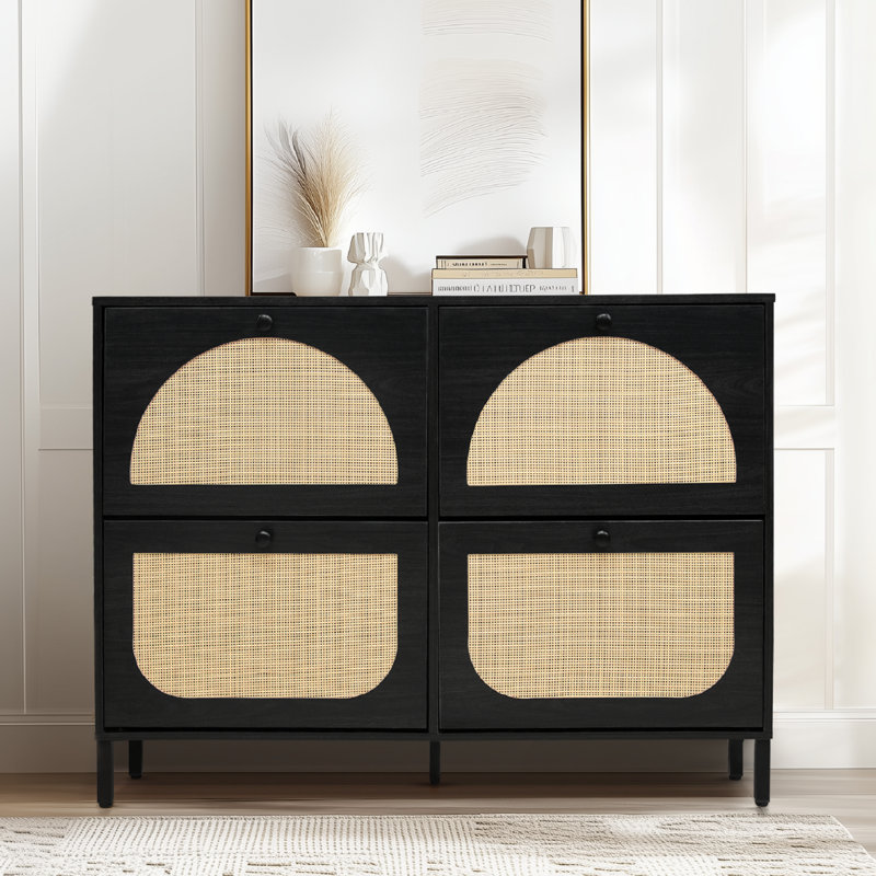 Armoire de rangement pour chaussures 24 paires avec 4 tiroirs rabattables Dalanna, Noir