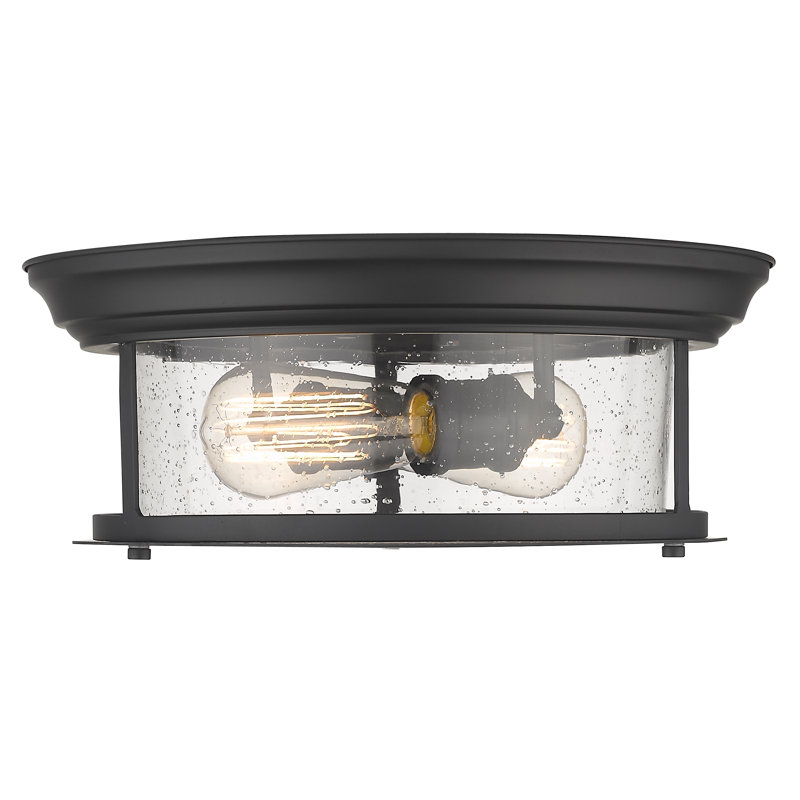 Canale Glass Flush Mount, Matte Black, 5.5"H x 13.5"W x 13.5"D