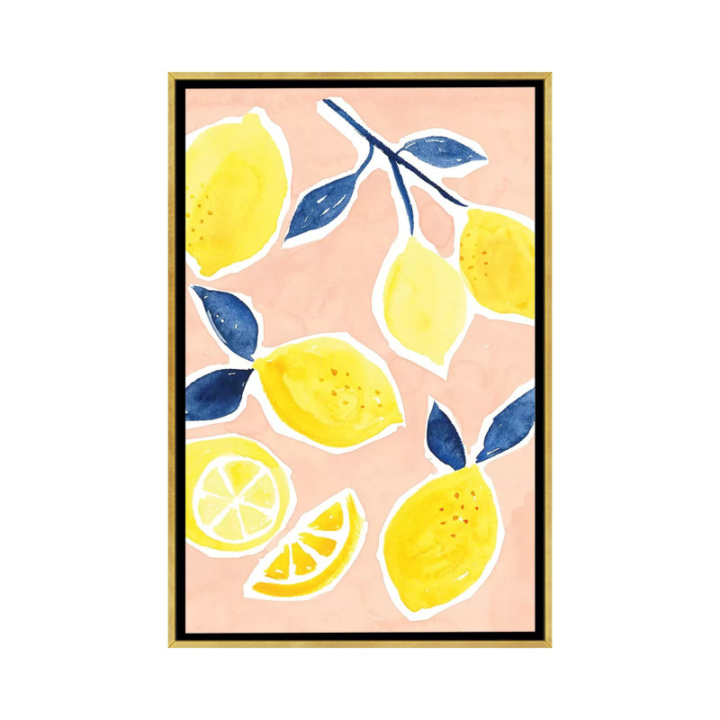 «Lemon Love I», reproduction d'art sur toile encadrée, H 40 po x l 26 po, Toile à cadre flottant sans passe-partout, Doré