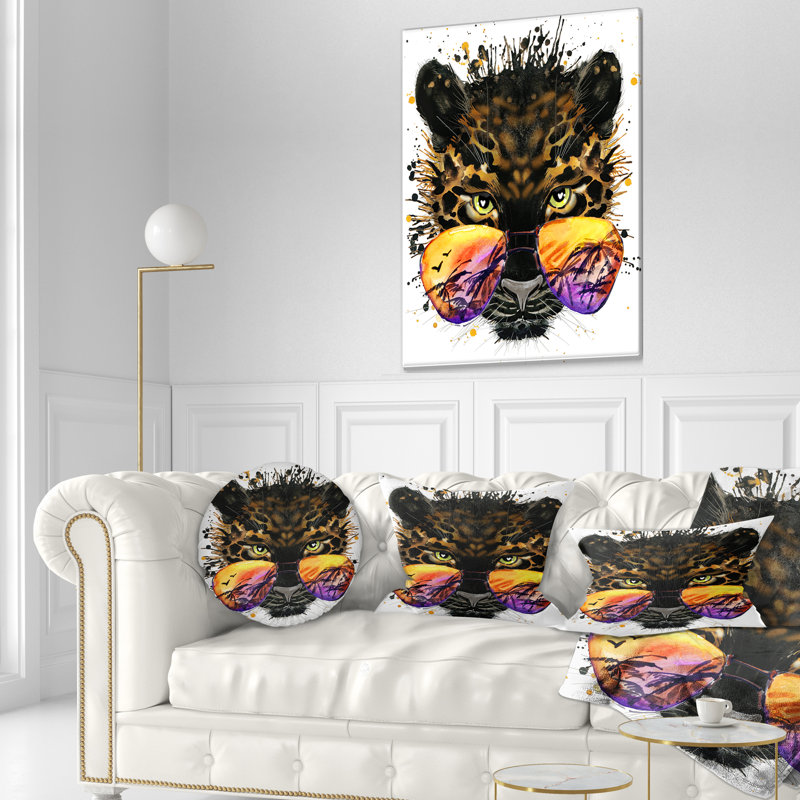 Coussin lombaire à l’animal, jaguar et verres