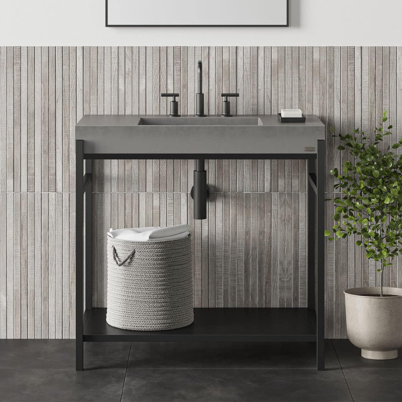 36'' W Single Vanity, No Holes, Polished Chrome, White Linen