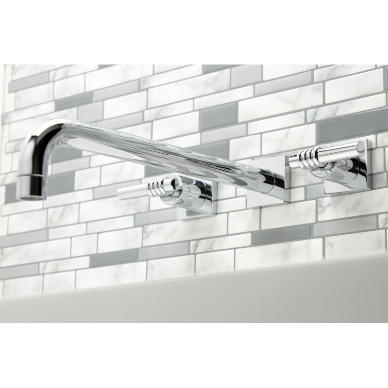 Kingston Brass Milano Two-Handle 3-Hole Wall Mount Roman Tub Faucet, Polished Chrome, Milano 2