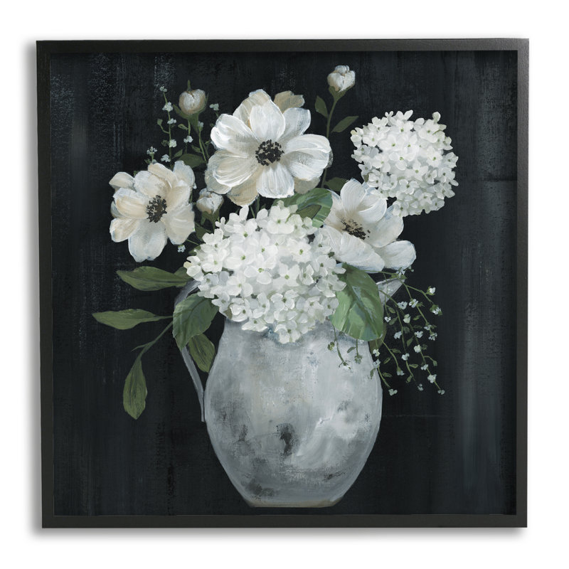 «Classic Flower Arrangement White Varied Hanging Petals» par Nan - peinture sur toile à cadre flottant