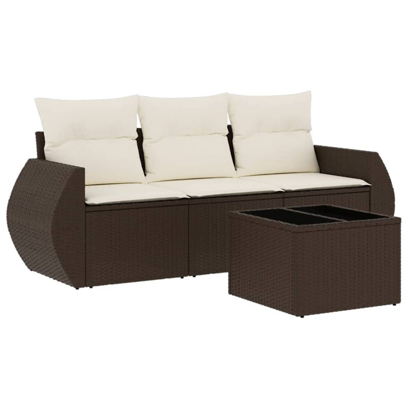  Ensemble de canapé de jardin en rotin PE brun