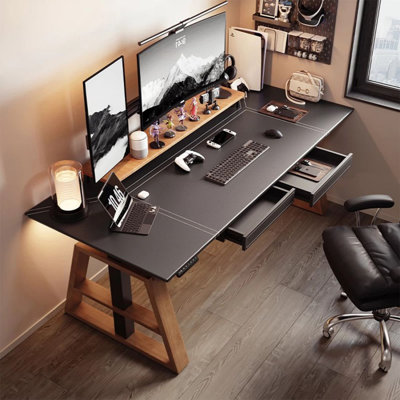 Bureau debout noir en bois manufacturé