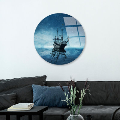 Superbe peinture décorative en verre trempé de 23,6 po de diamètre | 100% verre trempé incassable, épaisseur de 0,16 po | Impression UV haute résolution aux couleurs vives, facile à nettoyer | Art mural parfait pour la maison et le bureau