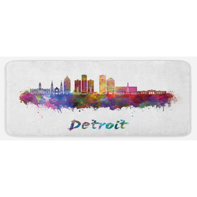 Tapis de cuisine en multicolore avec style horizon à l’aquarelle "grunge look american