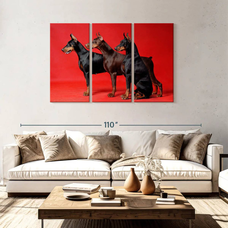 Brampt Doberman Trio, 48" H x 74" W