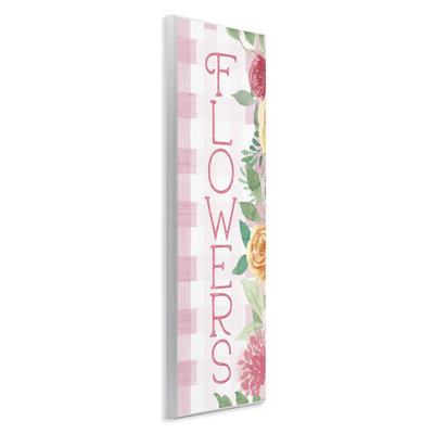 Pink Gingham & Flowers Wall Plaque, design by Lux + Me Designs