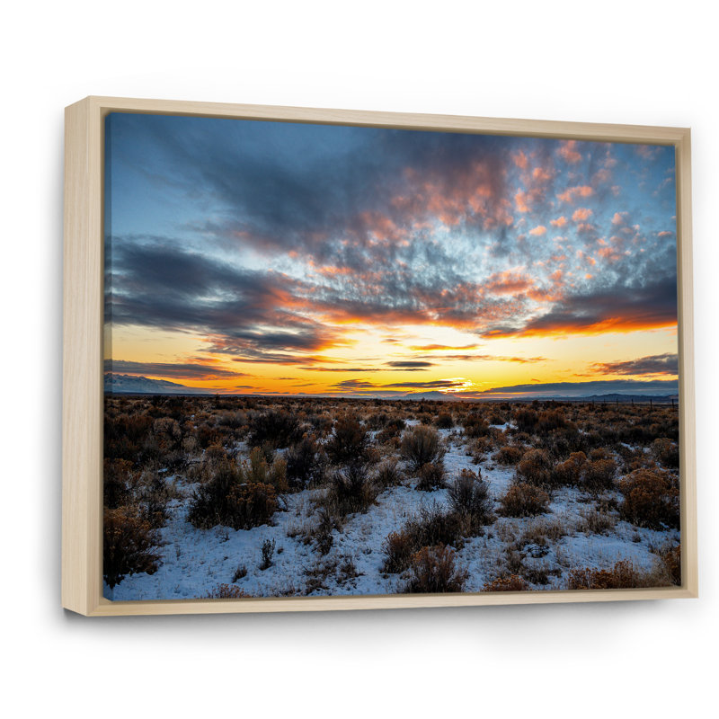 Winter Shrublands On Arkansas Desert sur toile, H 34 po x l 44 po x P 1,5 po, Cadre naturel flottant