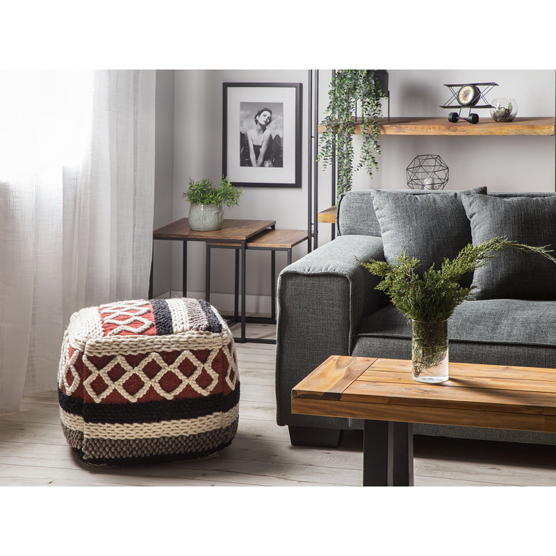 Clarktown 48cm Wide Square Geometric Pouf Ottoman