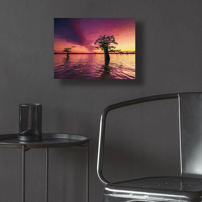 «Atchafalaya Sunset Oil Paint» par Rick Berk, art mural en verre acrylique,, H 12 po x l 16 po x P 0,13 po