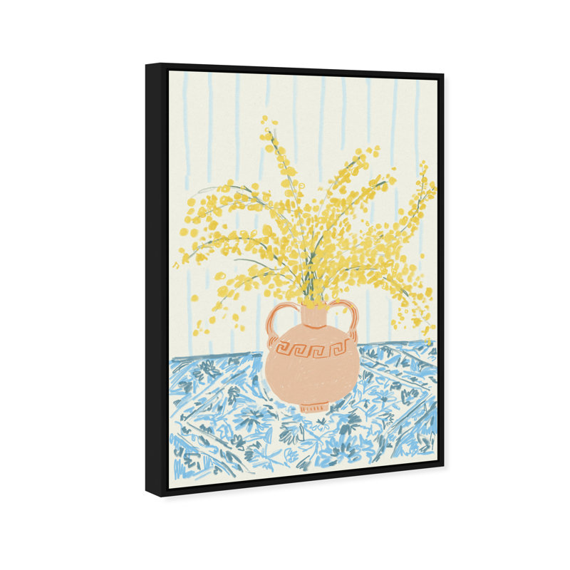 Sunny Flower Vase Print by Oliver Gal, 37"H x 25"W, Black Floater Frame