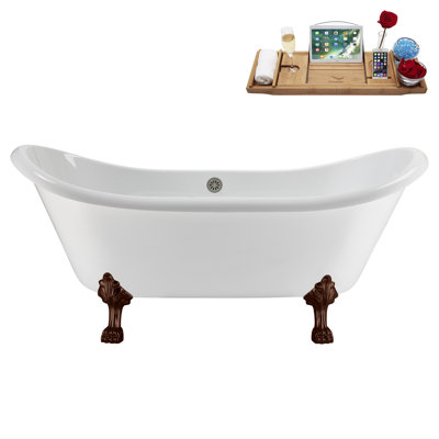 71" Streamline Clawfoot Tub,Tray,Drain and Clawfeet