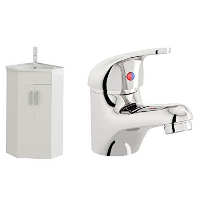 VeeBath Linx Corner Vanity Sink Cabinet Unit & Mono Basin Mixer Tap