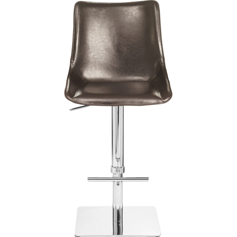 Daryanani Swivel Upholstered Adjustable Height Counter Stool with Metal Frame, Espresso